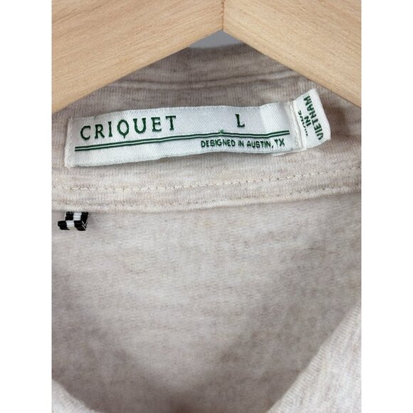 Criquet Collared Sweatshirt Men’s L Heathered Oatmeal Rugby ¼ Button Stretch - Picture 6 of 16